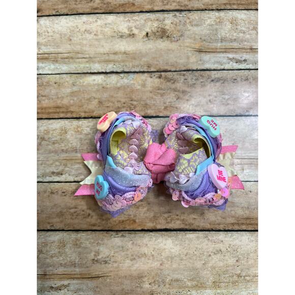Lilly Reese Bowtique 4" Sweethearts Glitter Sequin Ribbon Bow NEW - Picture 1 of 2